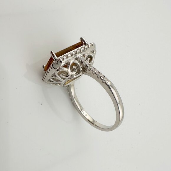 Elegant Emerald Cut Lab Created Sultanite Ring - Beautiful Detailing!  Size 6 - Picture 13 of 16